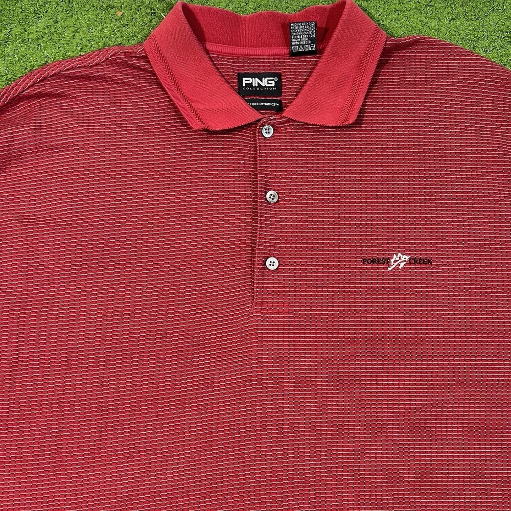 Vintage Ping Golf Polo 2XL Red Grid Pique‎ Knit Geometric 90s Performance Cotton